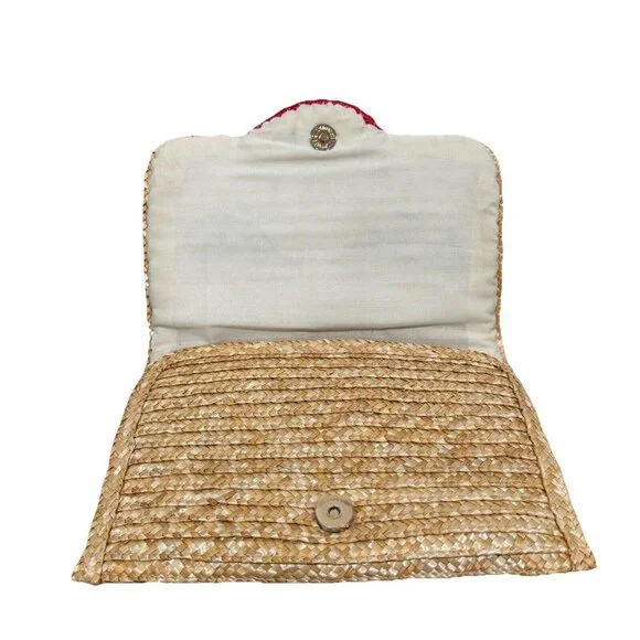 Felix Rey Kissy Face‎ Straw Clutch Bag Straw Bergdorf Goodman 9.5x6.5 RARE - Picture 3 of 10